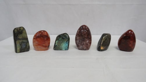 6 Polished Stone Paperweights