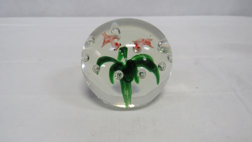 Art Glass Goldfish Controlled Bubble Paperweight