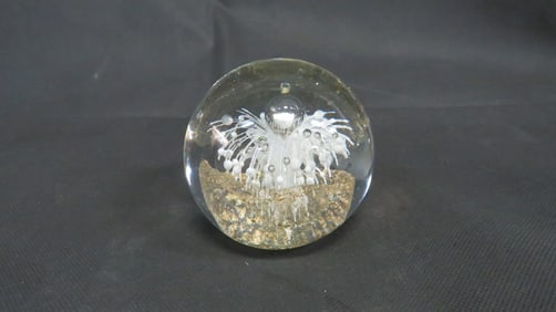 Vintage Art Glass Floral Paperweight