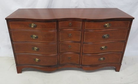 Bassett Mahogany Serpentine Inlaid Dresser