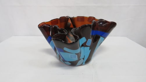Large Modernist Art Glass Hankerchief Bowl