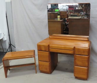 Russell Wright Stardust Mid Century Vanity & Bench