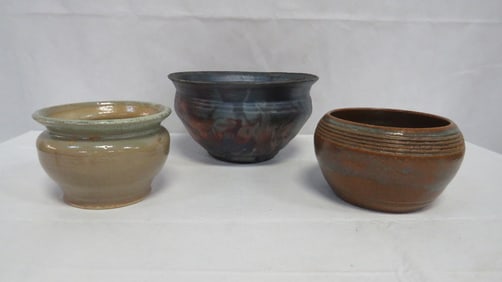3 Studio Pottery Artist Signed Bowls