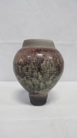 Raku Art Pottery Ovoid Vessel signed Fort