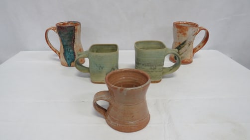 5 Studio Art Pottery Mugs