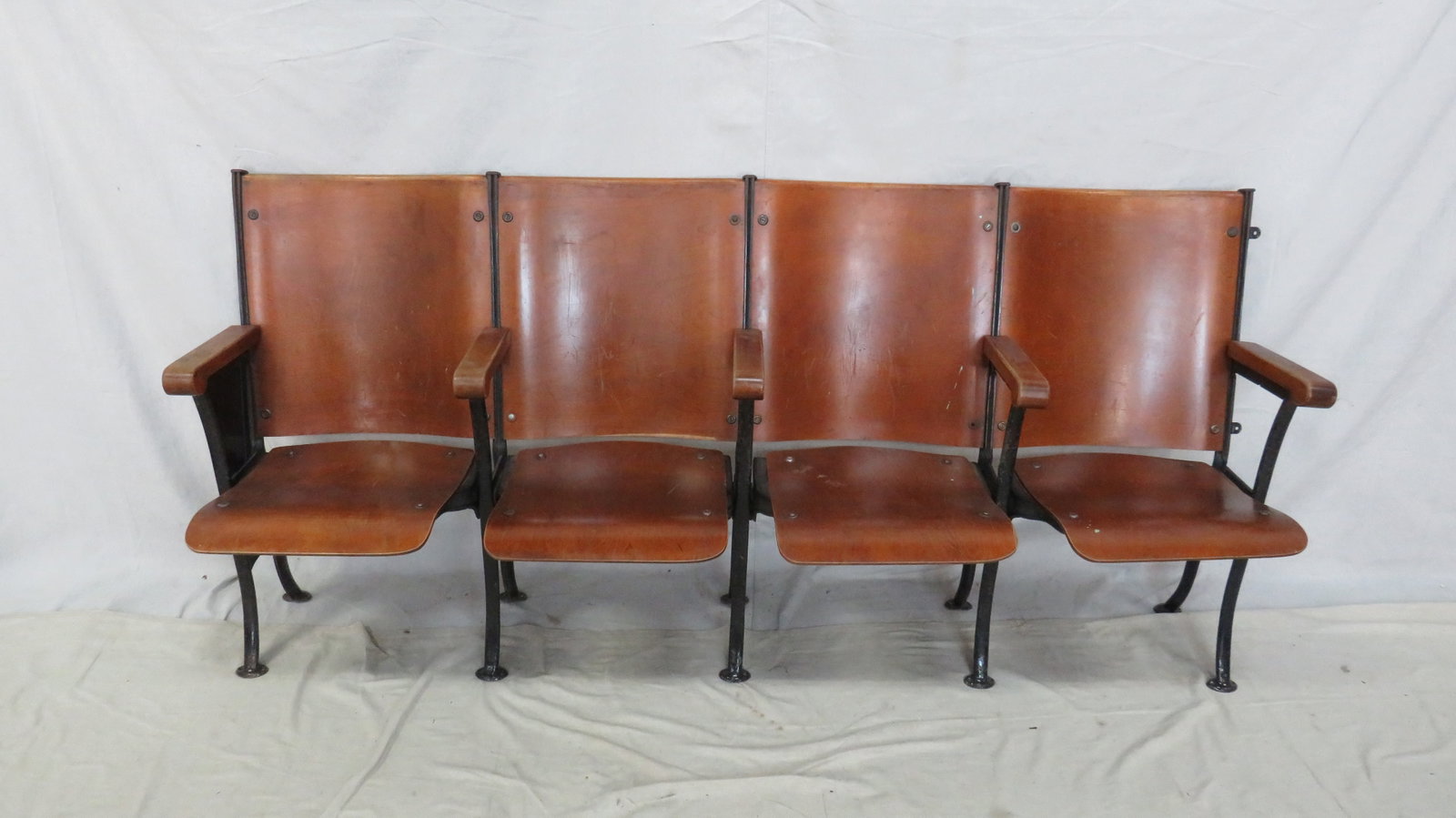 Vintage Folding Theatre Seating: Vintage Folding Theatre Seating in good condition, 34.5''H x 75''W x 23.5''D