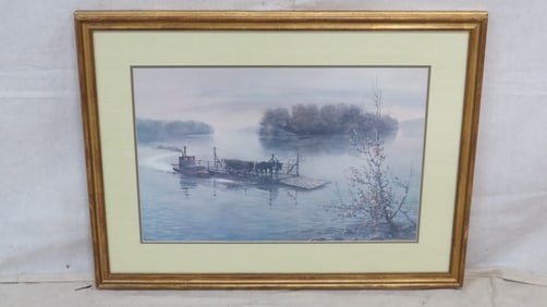 Vintage Ben Hampton Print "Bridgeport Ferry"