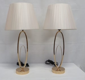 Pair of Decorative Brass Tone Lamps