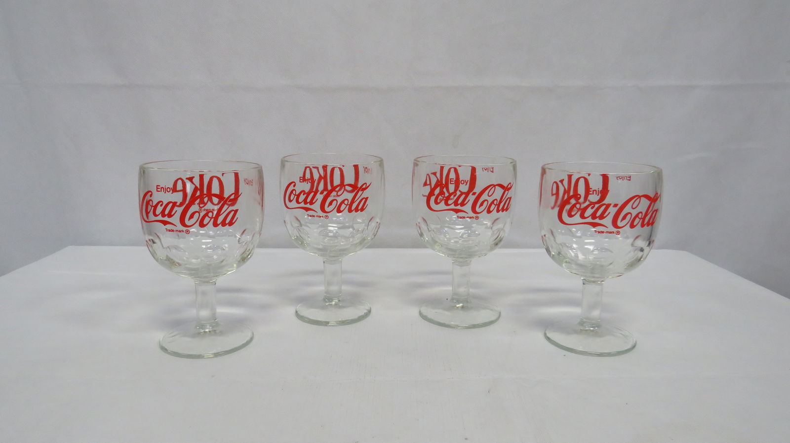 4 Vintage Stemmed Coca Cola Glasses (1 of 5)