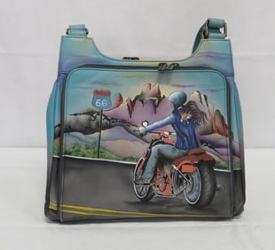 Designer Anuschka Leather Motorcycle Girl Purse