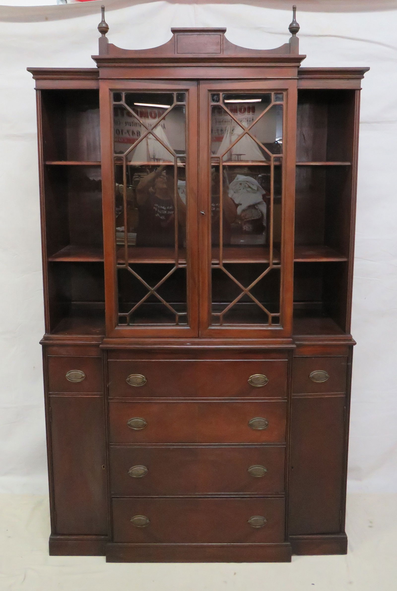 Antique Mahogany China Cabinet with Butlers Desk (1 of 3)