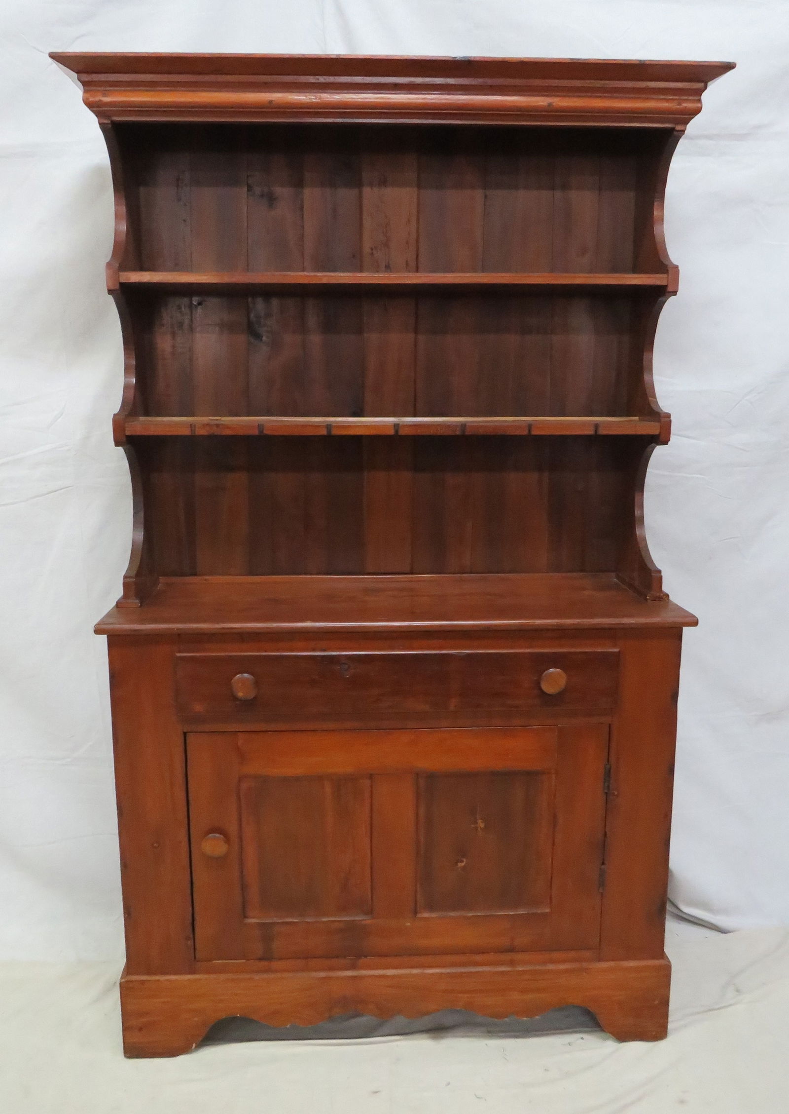 Antique Cherry Primitive Pewter Cupboard (1 of 6)