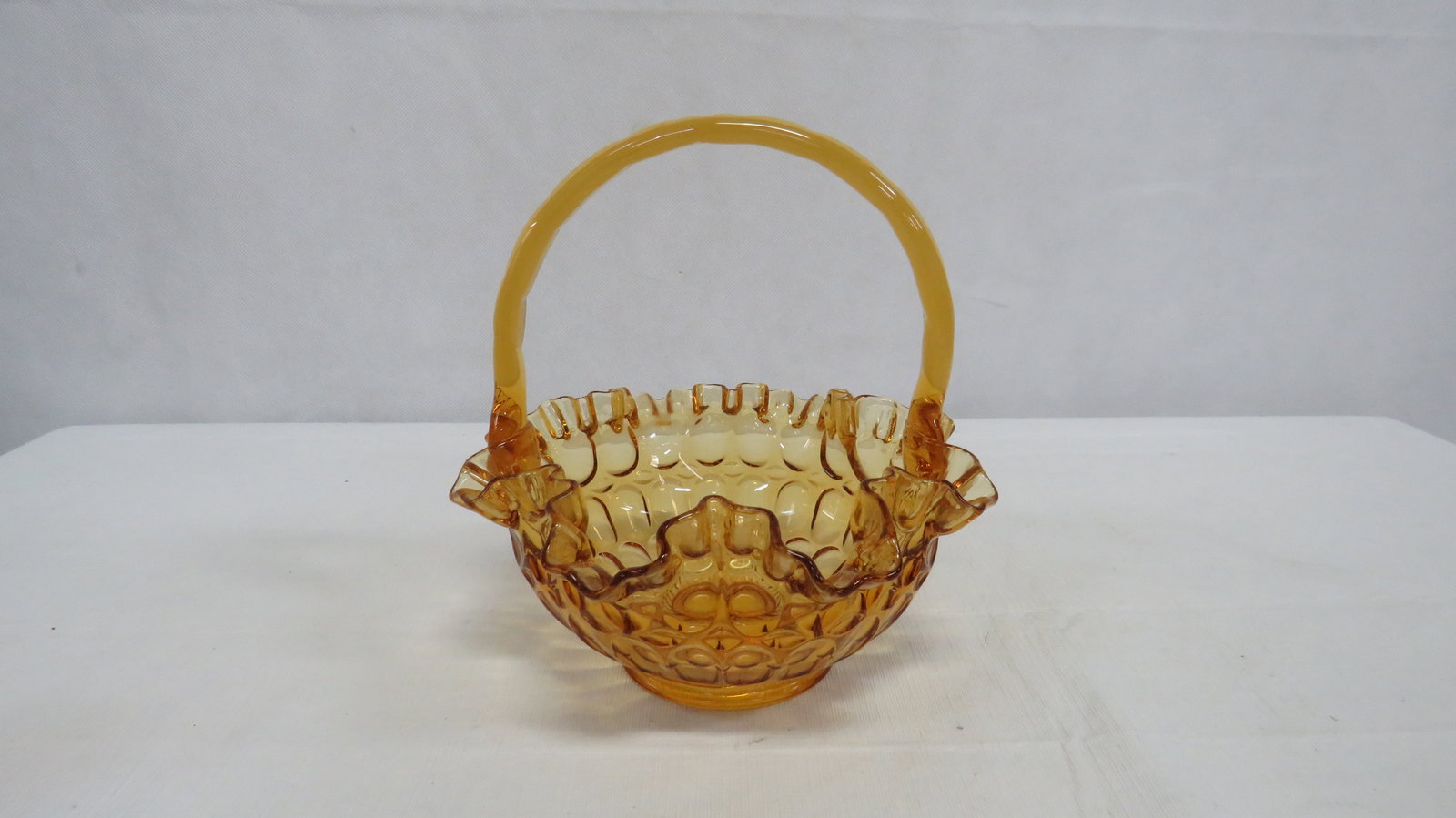 Vintage Fenton Colonial Thumbprint Basket: Vintage Fenton Colonial Thumbprint Basket in good condition. 8"H x 8"D