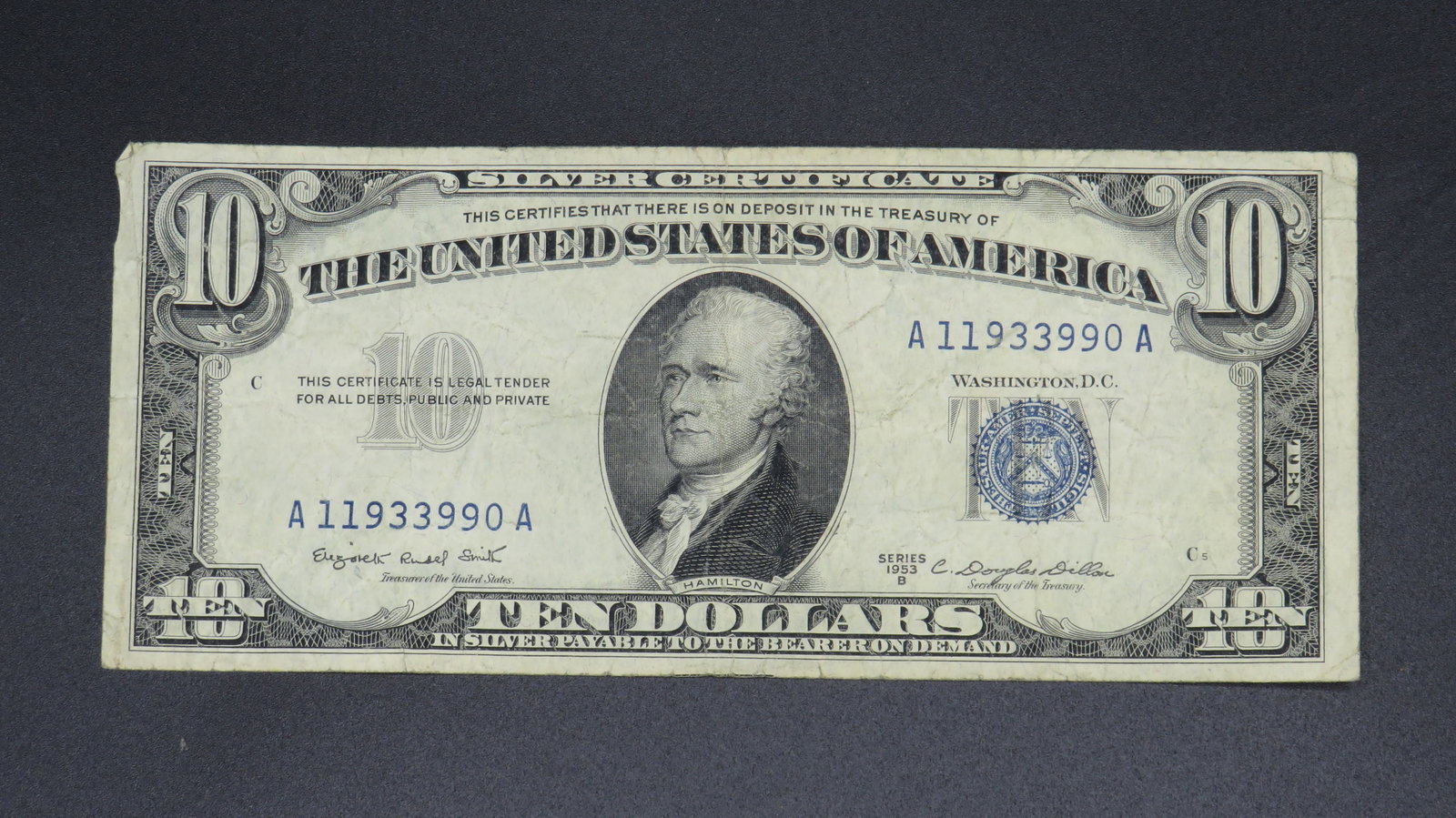 10 Dollar Series 1953 B Silver Certificate: 10 Dollar Series 1953 B Silver Certificate
