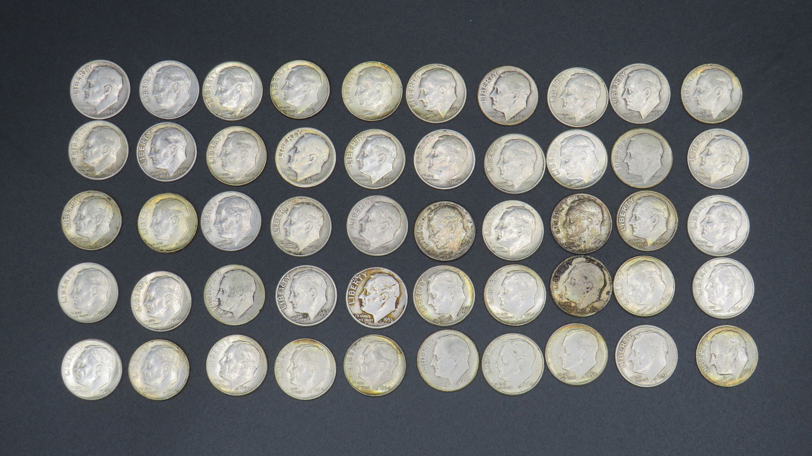 50 Roosevelt 90% Silver Dimes (1 of 2)