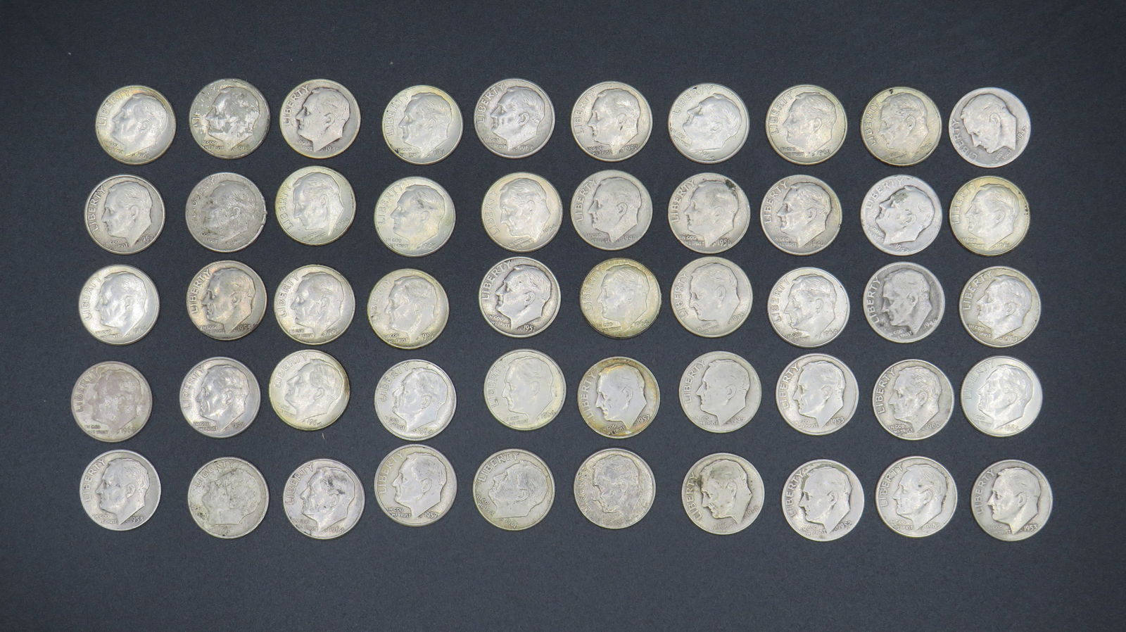 50 Roosevelt 90% Silver Dimes (1 of 2)