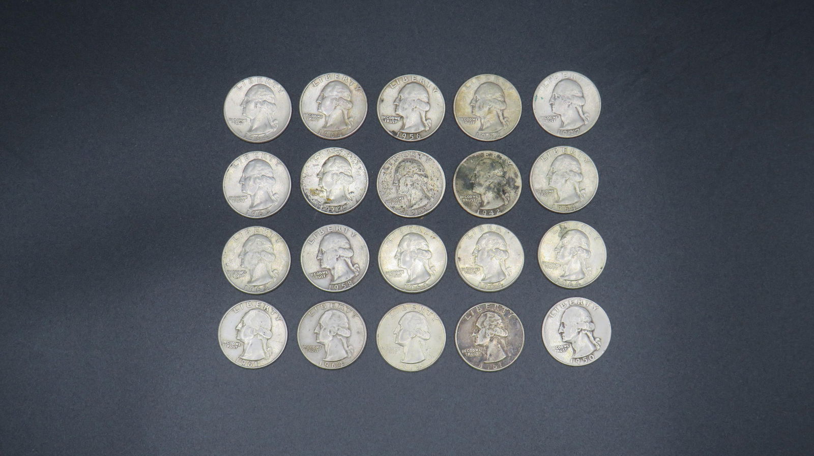 20 Washington 90% Silver Quarters (1 of 2)