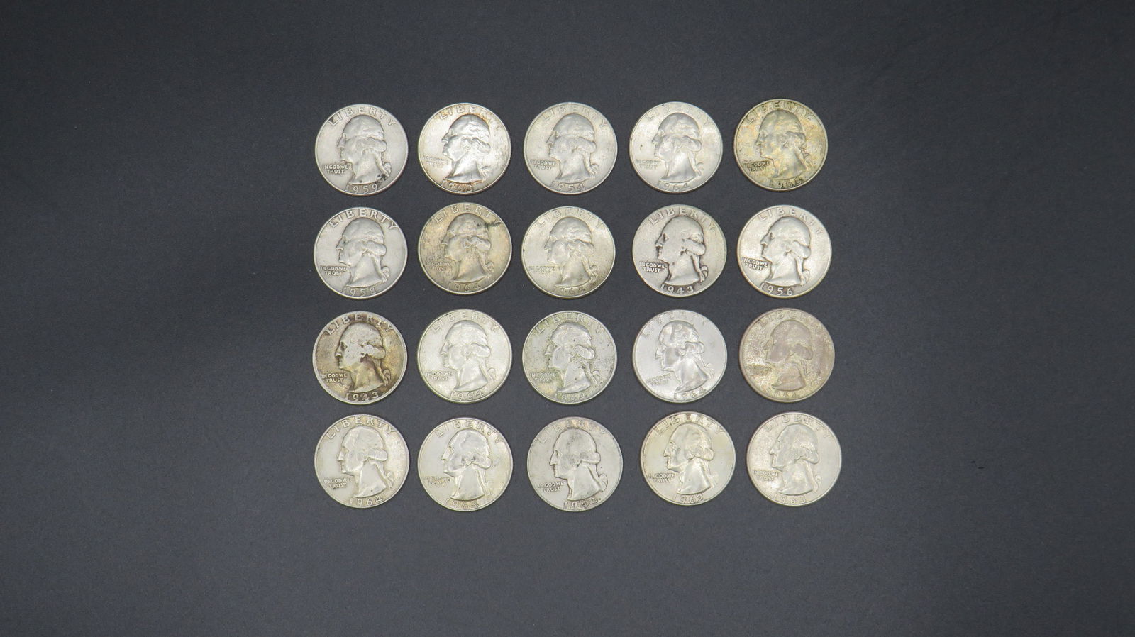 20 Washington 90% Silver Quarters (1 of 2)