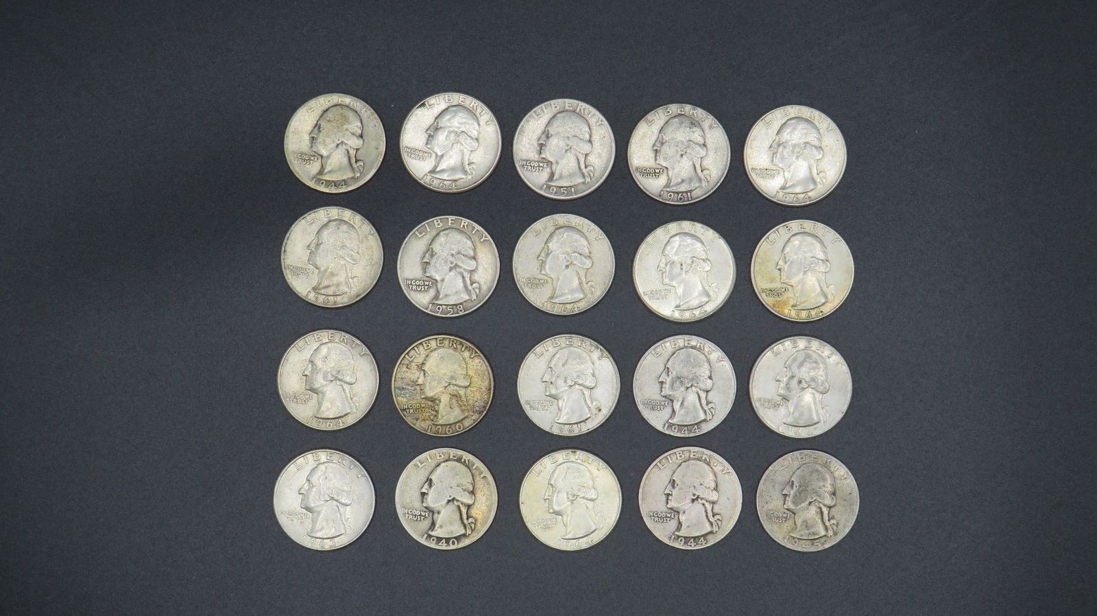 20 Washington 90% Silver Quarters (1 of 2)