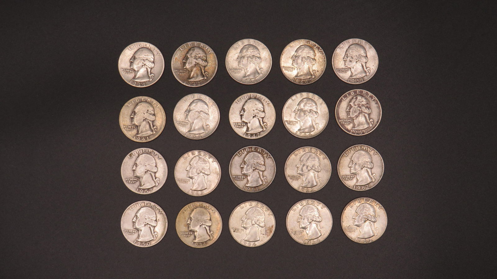 20 Washington 90% Silver Quarters (1 of 2)