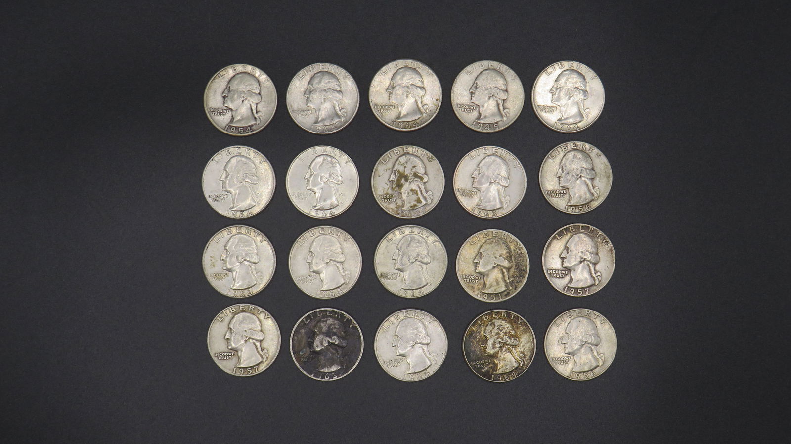 20 Washington 90% Silver Quarters (1 of 2)