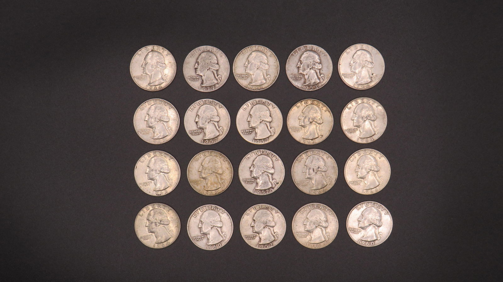 20 Washington 90% Silver Quarters (1 of 2)
