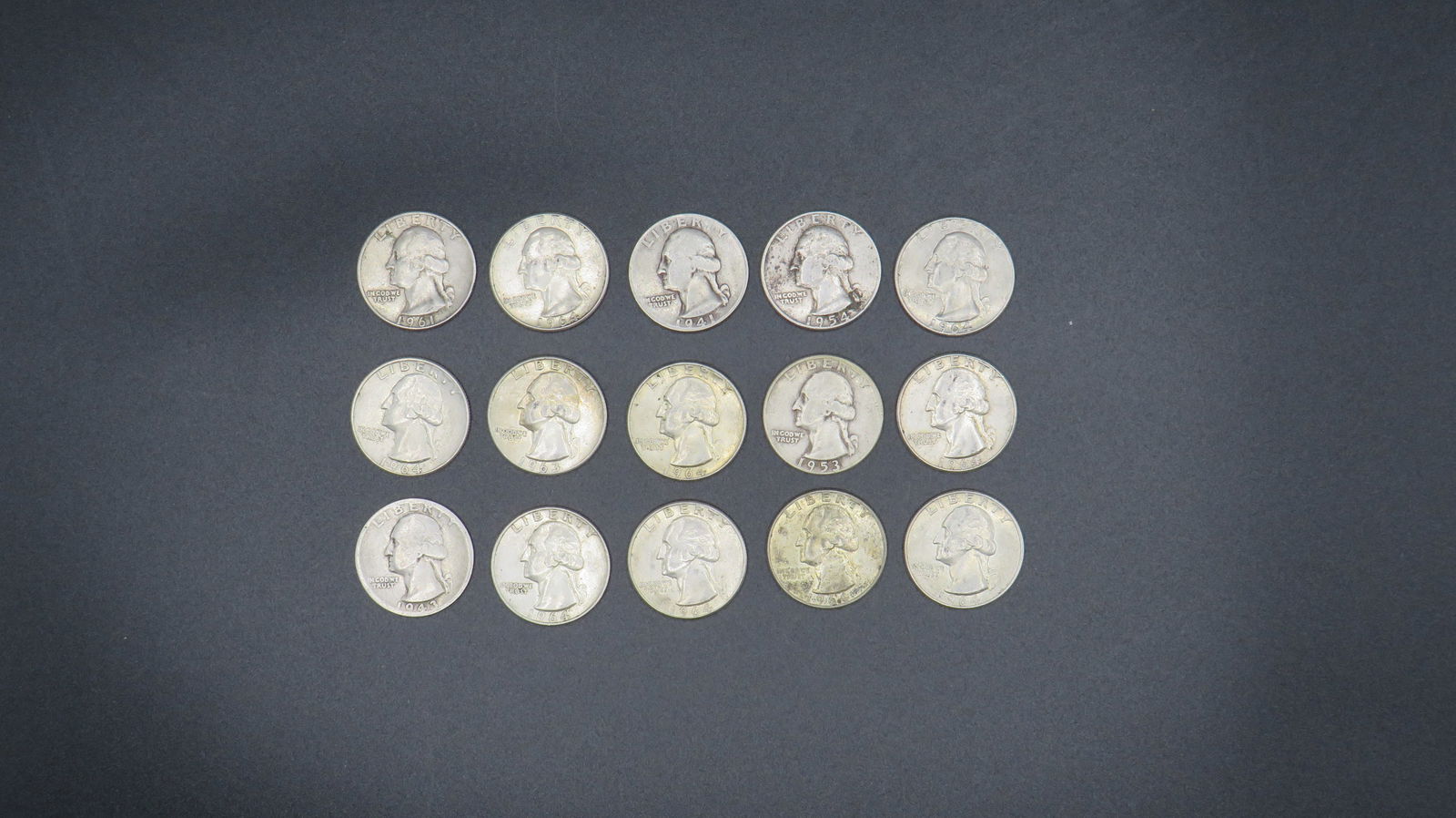 15 Washington 90% Silver Quarters (1 of 2)