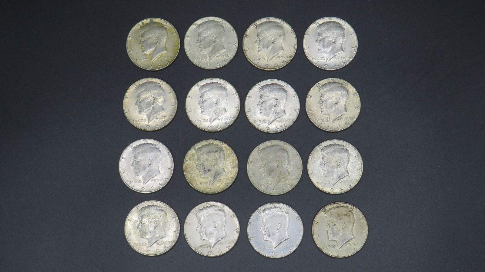 16 1966 Kennedy Half Dollars 40% Silver (1 of 2)