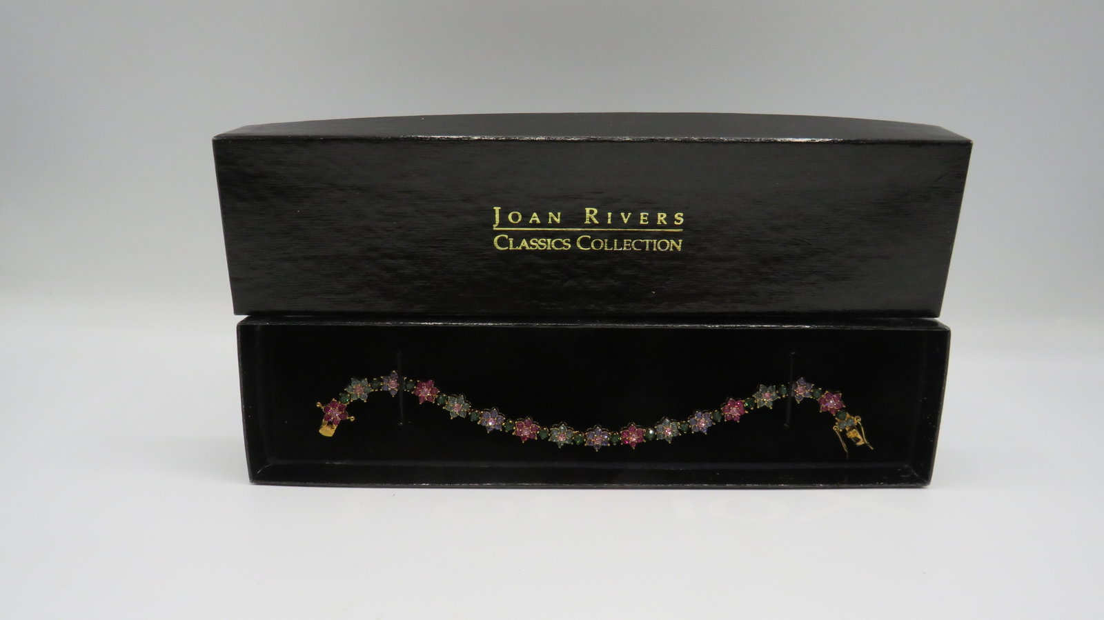 Joan Rivers Colorful Crystal Flowers Bracelet: Joan Rivers Colorful Crystal Flowers Bracelet costume jewelry in original box.
