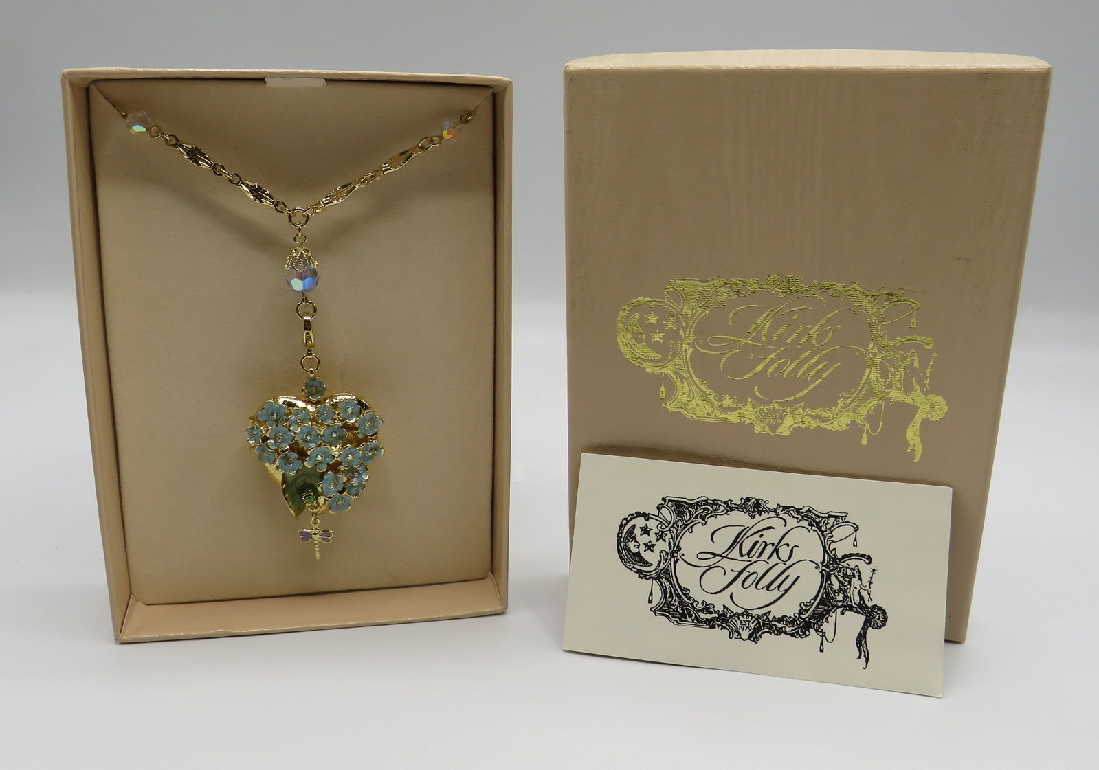 Kirks Folly Forget Me Not Heart Necklace: Kirks Folly Forget Me Not Heart Necklace in original box.