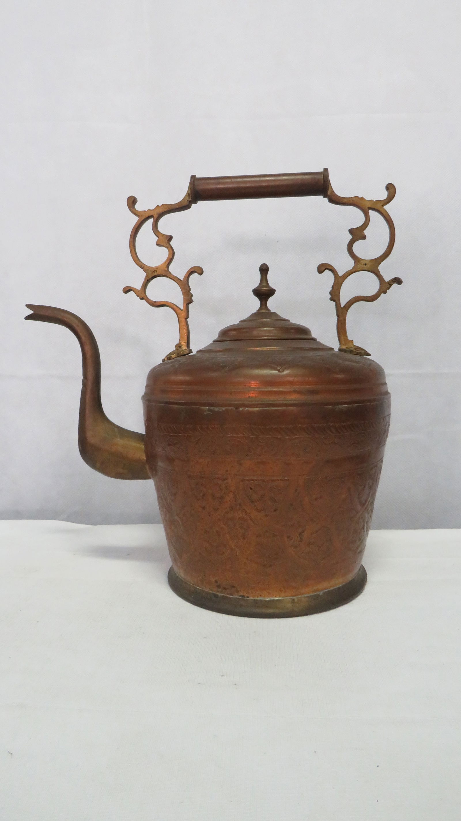 Large Copper & Brass Hammered Kettle (1 of 3)