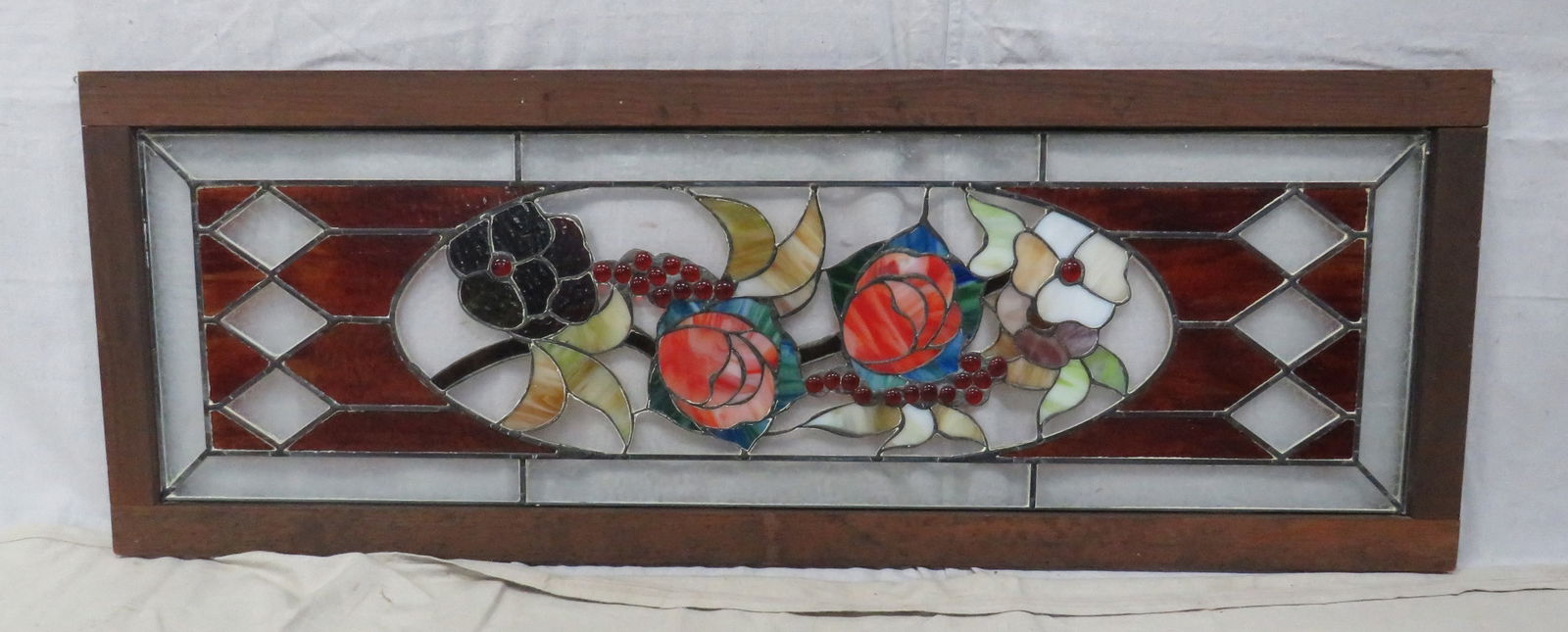 Vintage Large Stained Glass Transom Window (1 of 2)