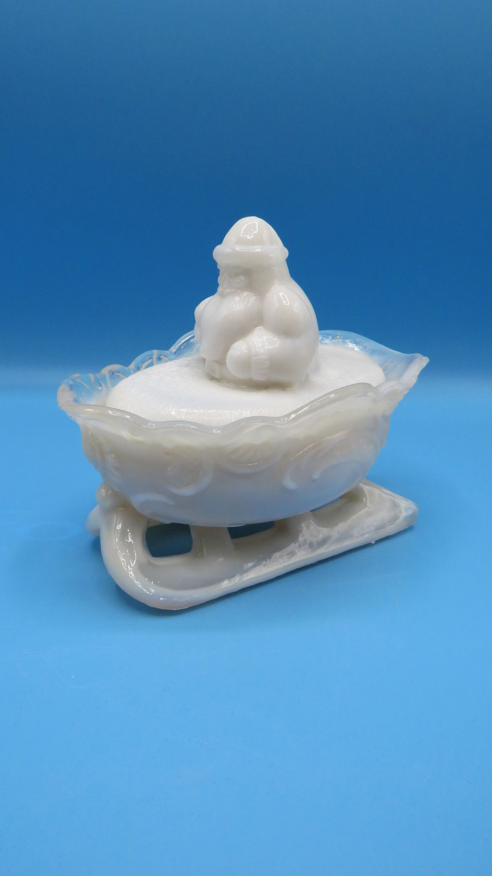 Opalescent Glass Santa on Sleigh Candy Dish (1 of 4)