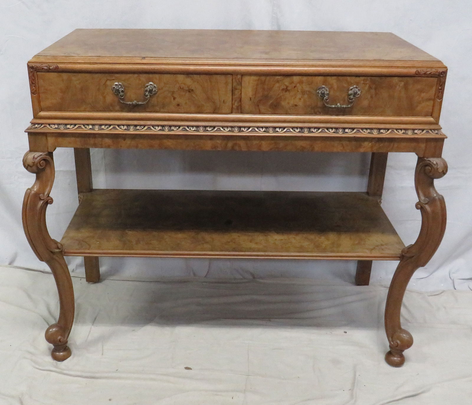 French Antique Burl Walnut Server (1 of 5)