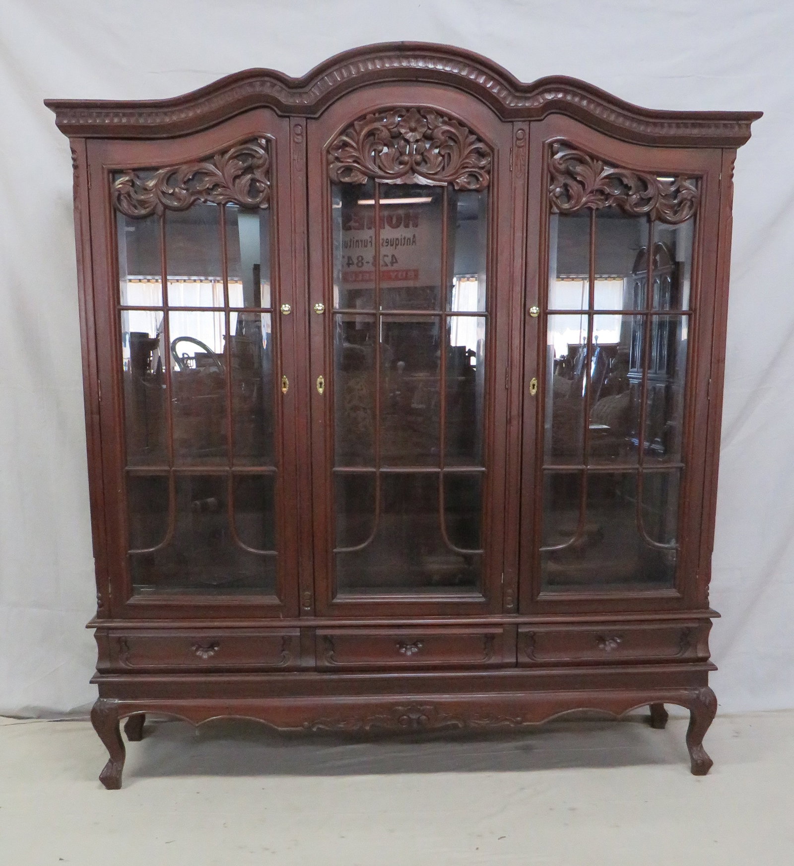 Large Carved Mahogany Bookcase (1 of 3)