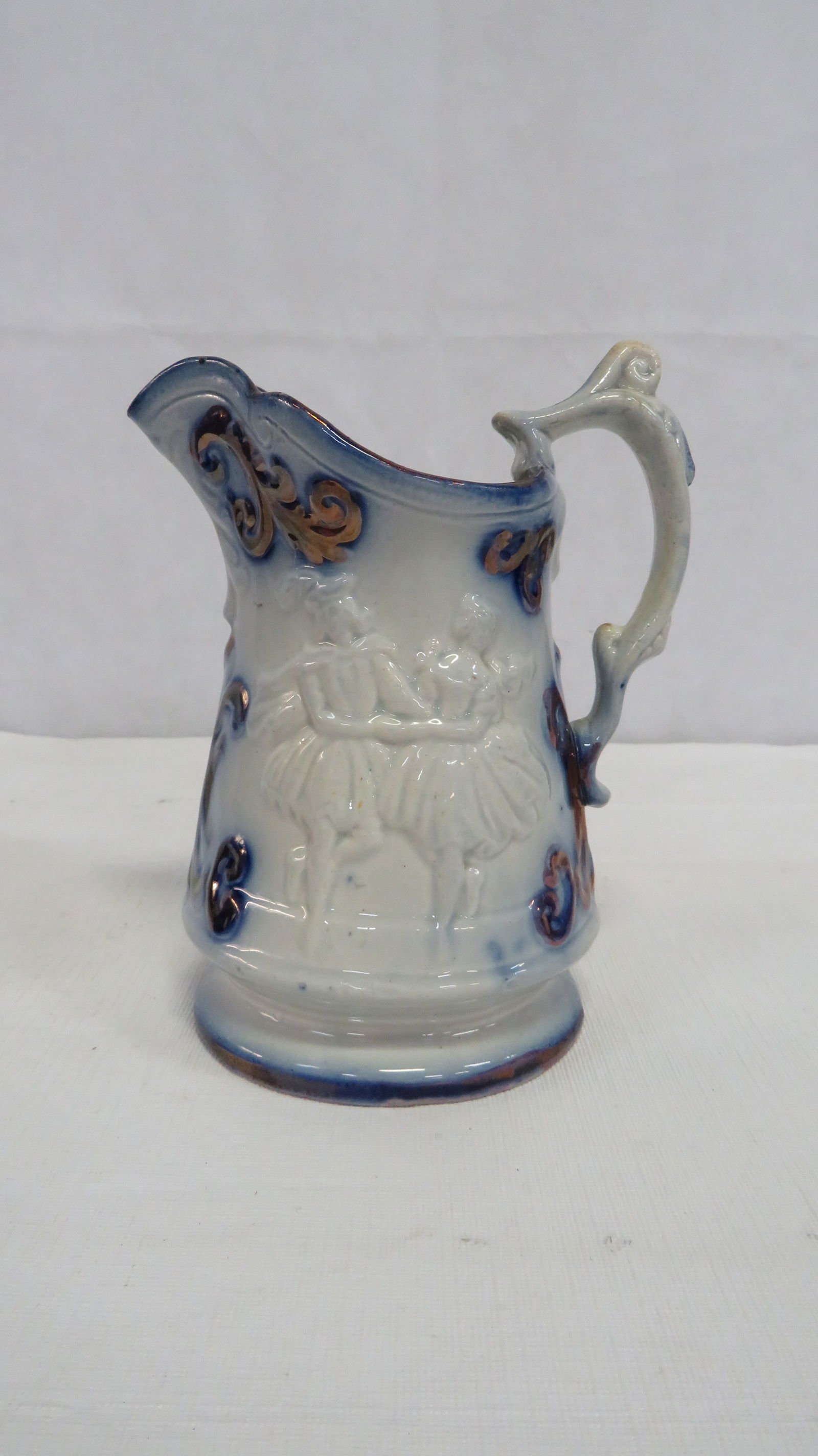 Antique Flow Blue Copper Luster Pitcher (1 of 5)