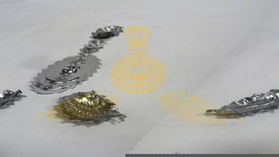 Va Metalcrafters Holly Leaves Baldwin Candlestick: Solid Brass Virginia Metalcrafters Holly Leaves and Baldwin Candlestick in good condition. Candlestick 2.75"H