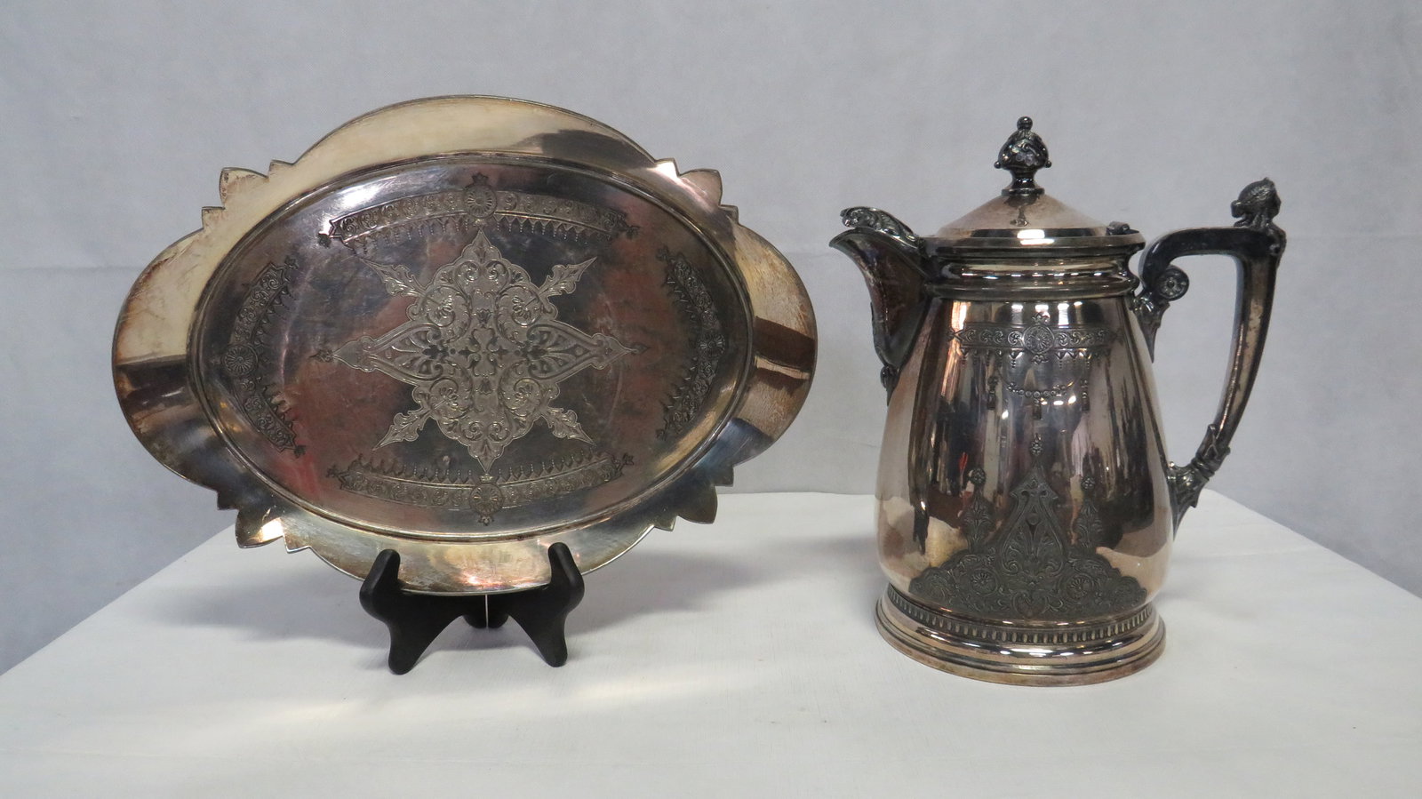 Antique Wilcox Silverplate Water Pitcher & Tray (1 of 9)