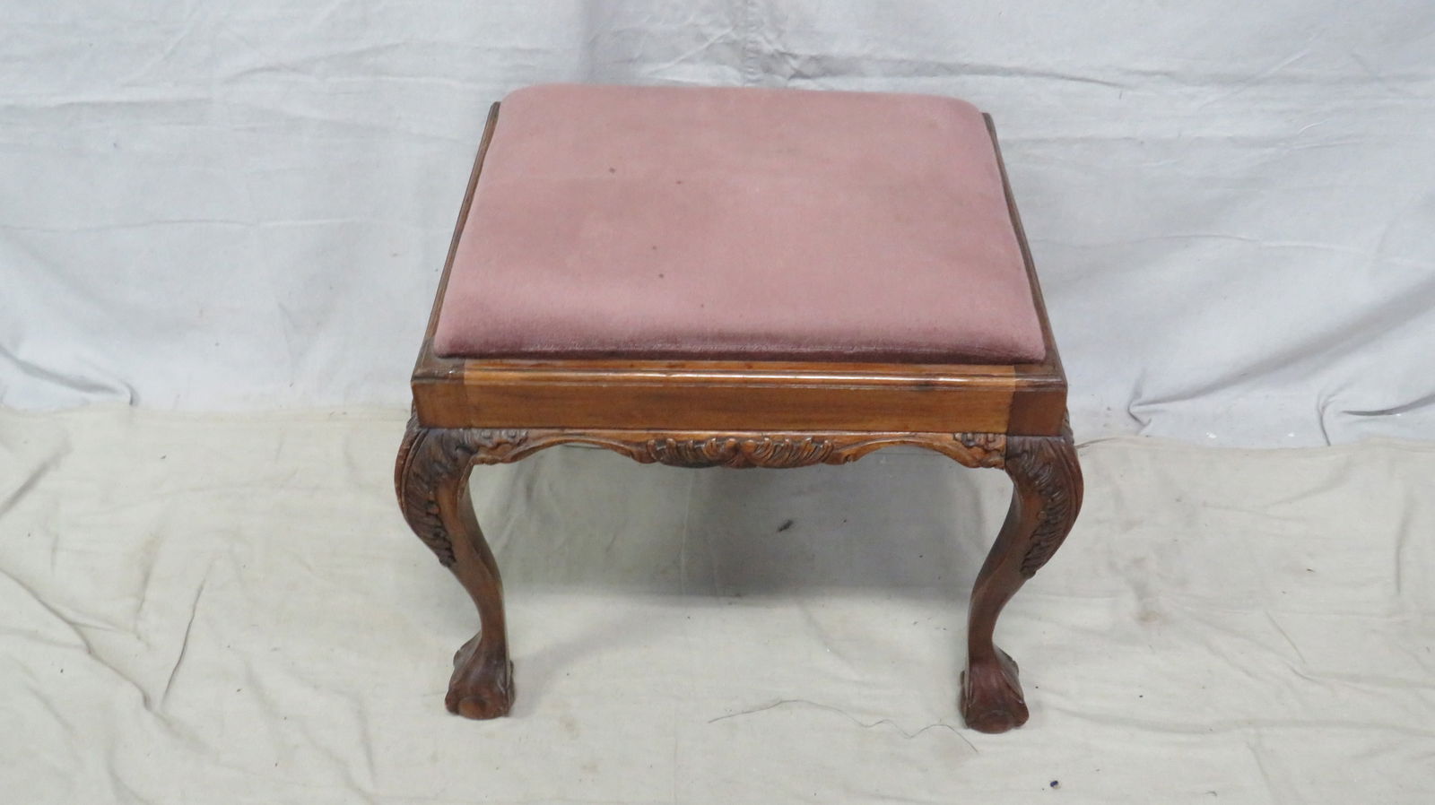 Vintage Chippendale Ball and Claw Feet Stool (1 of 4)