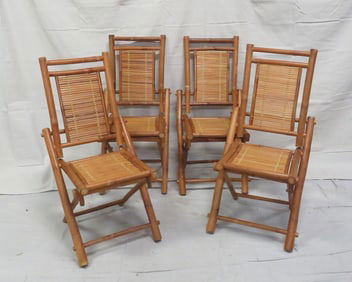 Set of Four Boho Bamboo Folding Chairs
