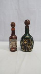 Vintage MCM Italian Leather Wrapped Decanters