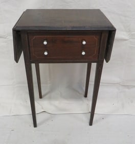 Antique Inlaid Drop Leaf Work Table