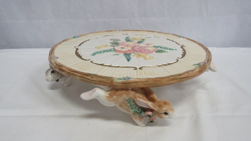 Fitz & Floyd Woodland Spring Bunny Cake Stand