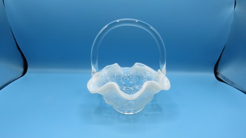 Vintage Opalescent Tiara Wildflowers Basket