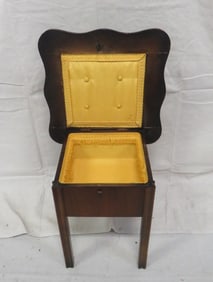 Antique Oak Fabric Lined Sewing Box Table