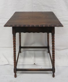 Antique Oak Bobbin Leg Side Table