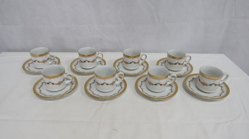 8 Bavarian Bone China Demitasse Cup & Saucer Sets