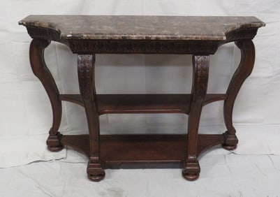 Serpentine Marble Top Console Table