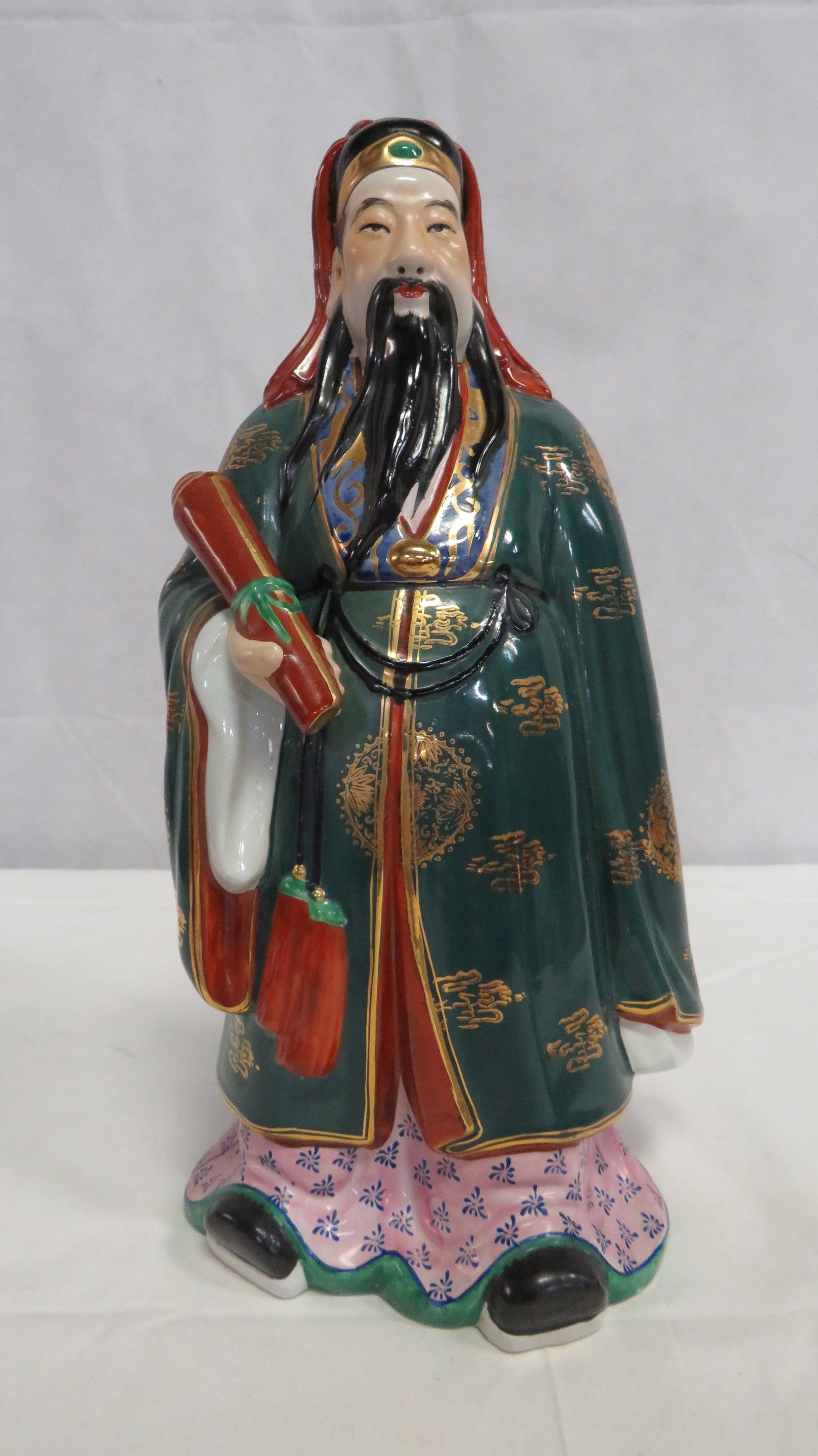 Vintage Porcelain Chinese Immortal Statue: Vintage Porcelain Chinese Immortal Statue in good condition. 14"H