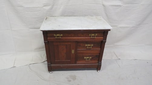 Antique Mahogany Victorian Marble Top Washstand